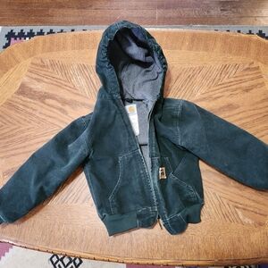 Carhartt Kid's Hooded Lined Barn Coat Size Small 6/7 Hunter Green